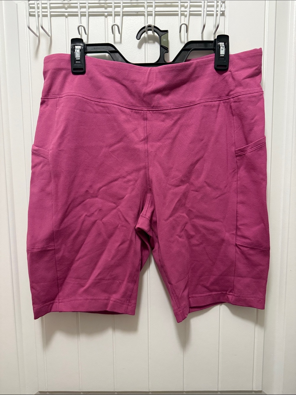 Women’s Pink High Waist Active Bike Shorts with pockets 9” inseam 0X (14W)-NWT